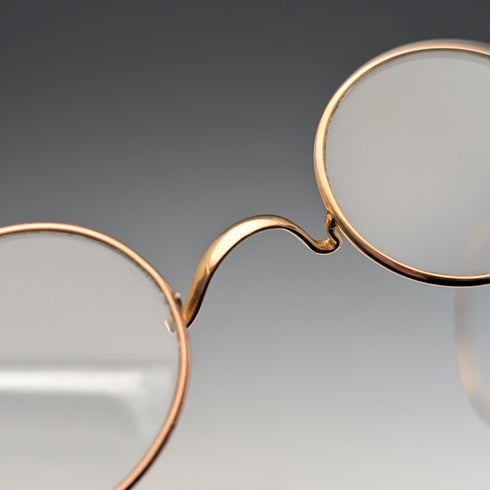 英国アンティーク ゴールドプレート製 小型メガネ Steward&Co ケース入り